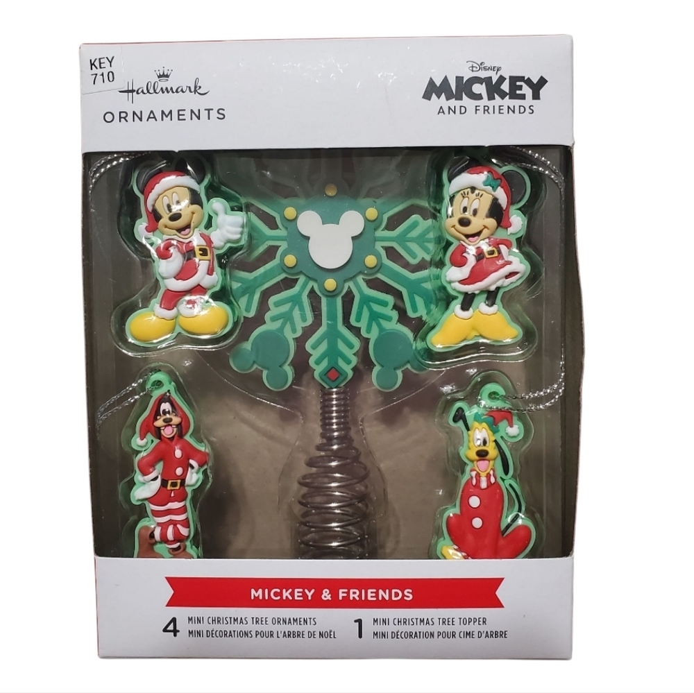 Mini Disney Mickey Mouse & Friends Hallmark Tree Topper and Ornament Set of 5